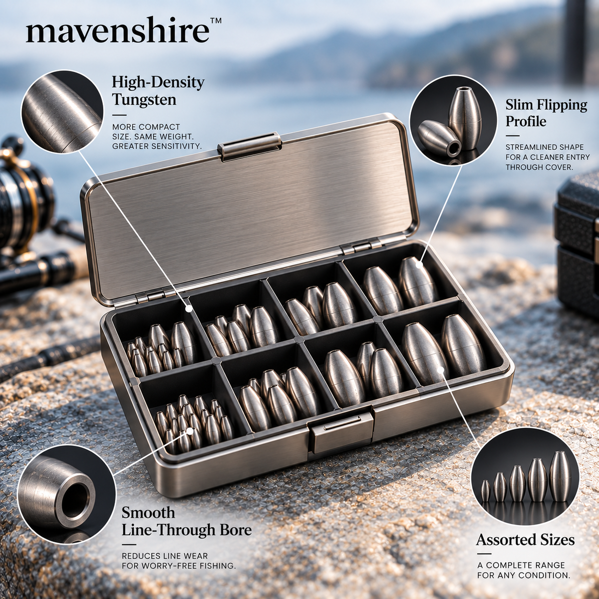 𝒎𝒂𝒗𝒆𝒏𝒔𝒉𝒊𝒓𝒆™ Slim Tungsten Flipping Weights