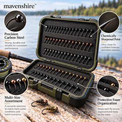 𝒎𝒂𝒗𝒆𝒏𝒔𝒉𝒊𝒓𝒆™ Precision Carbon Steel Fly Fishing Nymph Hooks