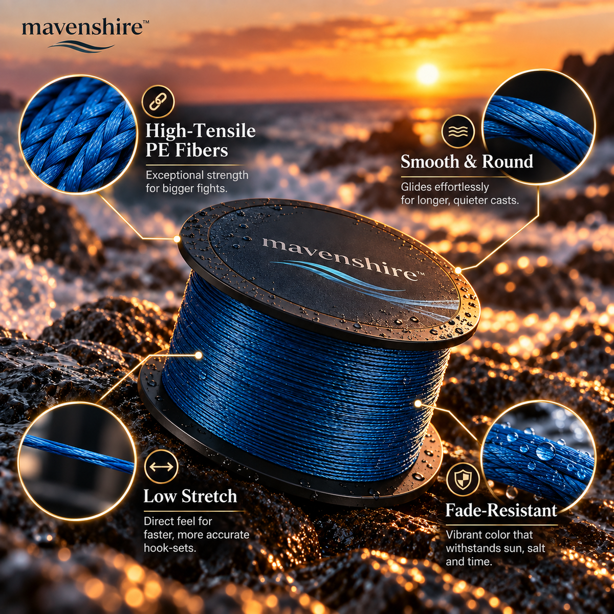 𝒎𝒂𝒗𝒆𝒏𝒔𝒉𝒊𝒓𝒆™ High-Tensile Braided PE Fishing Line Spool