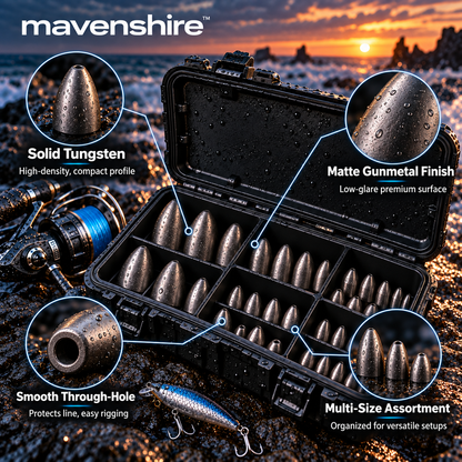 𝒎𝒂𝒗𝒆𝒏𝒔𝒉𝒊𝒓𝒆™ Solid Tungsten Bullet Sinkers
