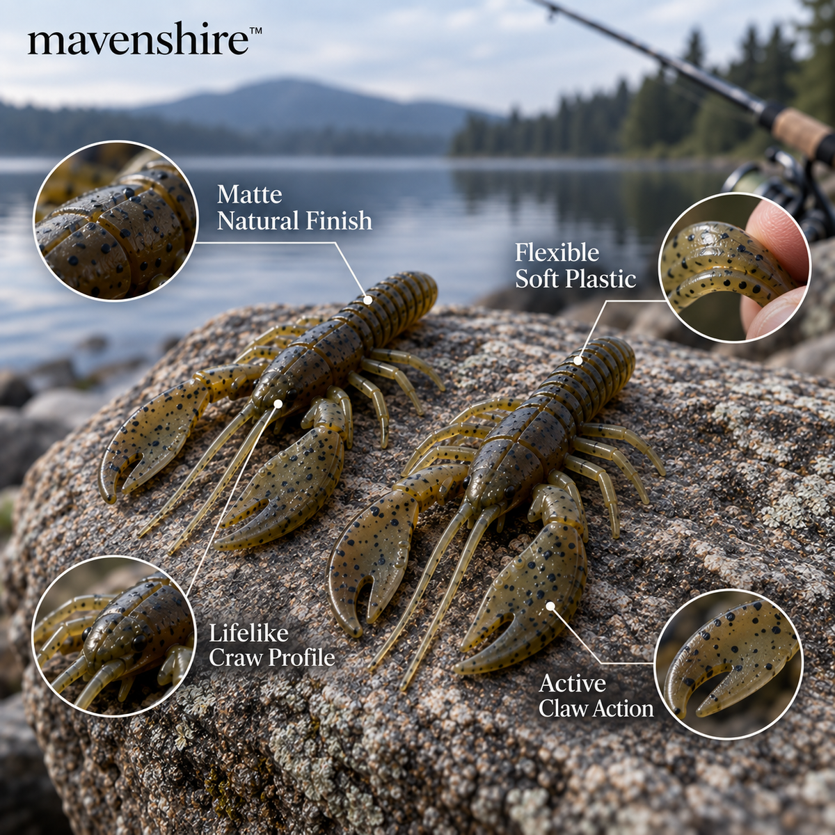 𝒎𝒂𝒗𝒆𝒏𝒔𝒉𝒊𝒓𝒆™ Matte Soft Plastic Craw Lures