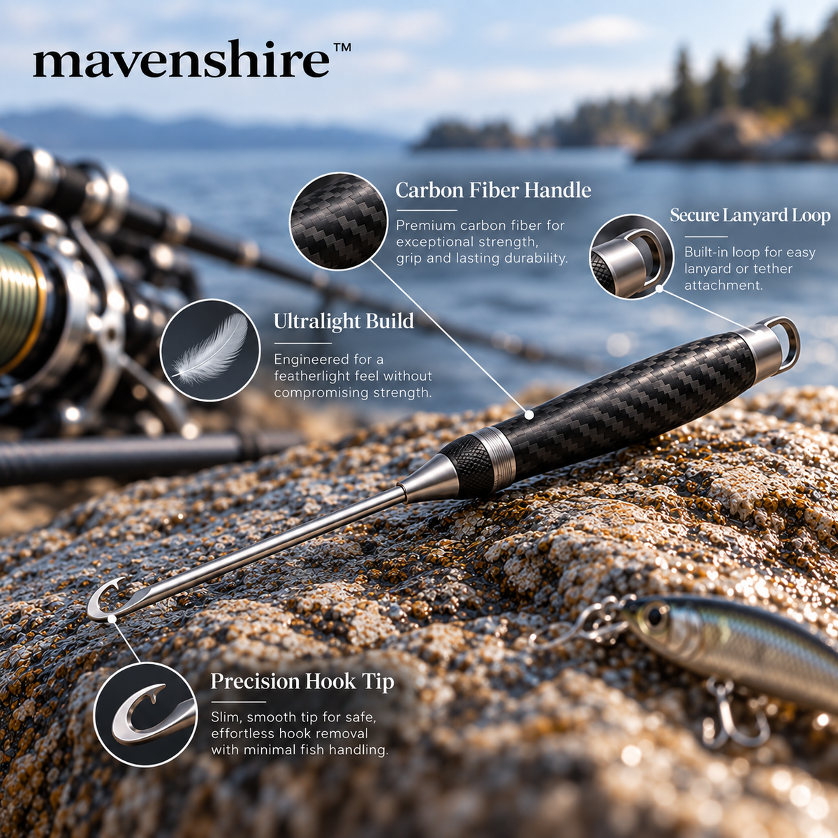 𝒎𝒂𝒗𝒆𝒏𝒔𝒉𝒊𝒓𝒆™ Ultralight Carbon Fiber Hook Remover